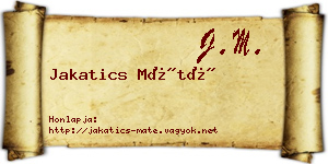 Jakatics Máté névjegykártya