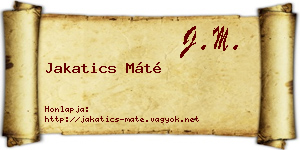 Jakatics Máté névjegykártya